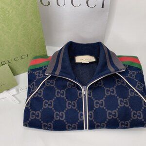 GUCCI GG plain knit cotton coat